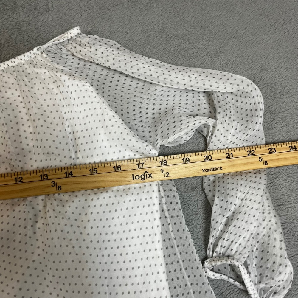 Viola Borghi Italy White 100% Silk Polka Dot Sheer Layered Blouse Small - Picture 6 of 8